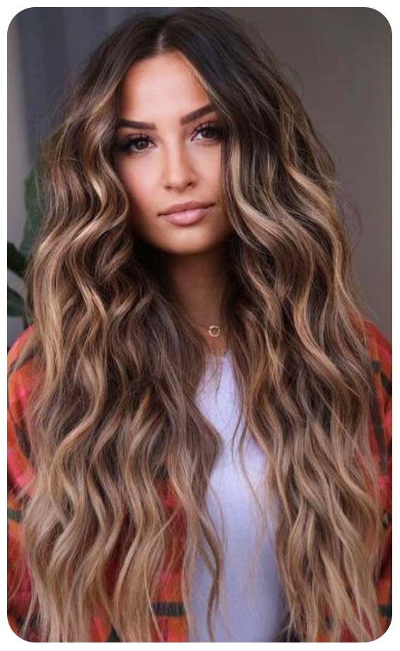 Rooted Dark Brown with Warm Golden Highlights Extreme Length Style